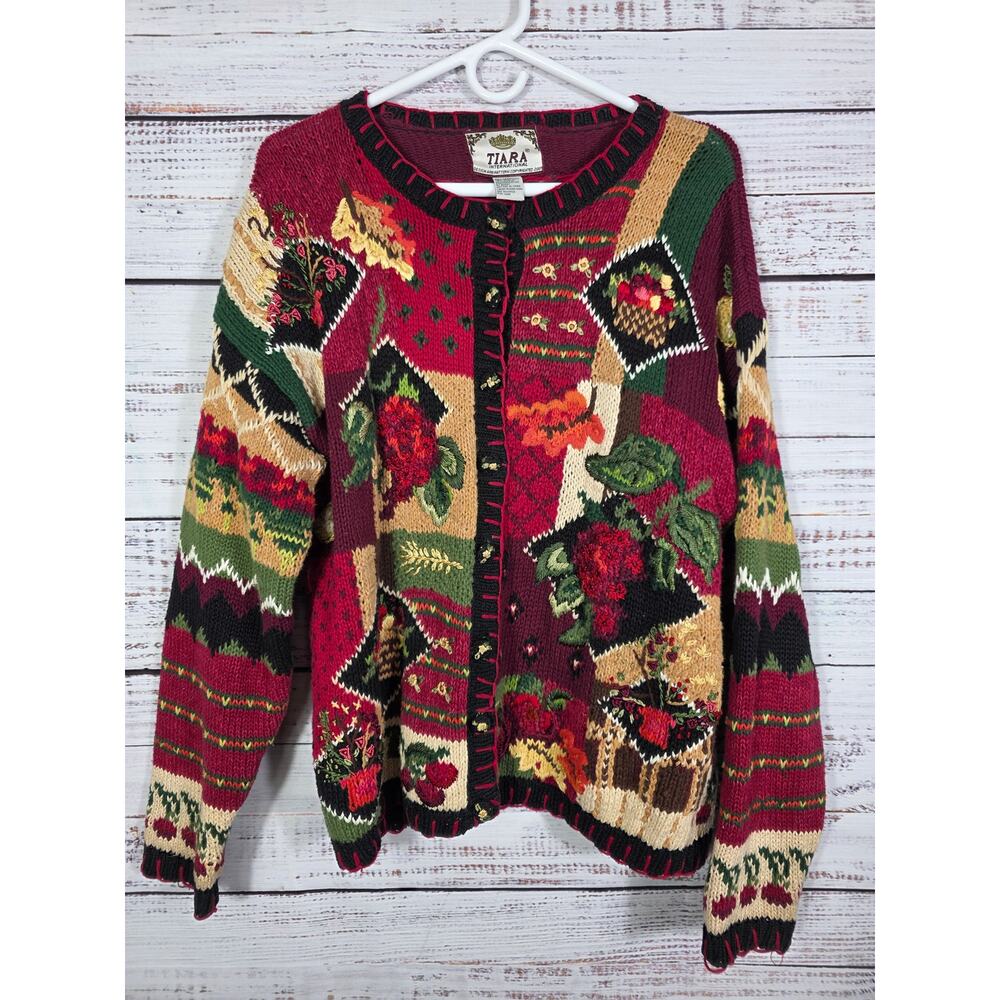 VTG Tiara International Fruit Sweater Women's Size Medium
